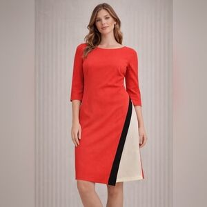 Robbie Bee Colorblock Shift Dress – Red & Black, Size 14